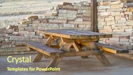  Presentation with picnic table and food - Presentation theme having table and shelter in - soapstone background and a violet colored foreground
