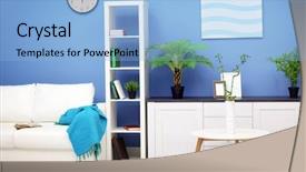  Presentation with temprature smart room - Amazing presentation design having table and sofa on blue backdrop and a light blue colored foreground