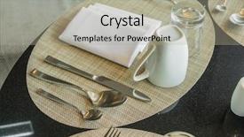  Presentation with table napkin - Audience pleasing slide set consisting of table appointments- fork knife spoon silk napkin on bamboo mat backdrop and a light gray colored foreground