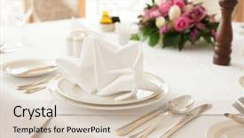  Presentation with haute cuisine - Amazing slides having table arrangement in an expensive backdrop and a soft green colored foreground