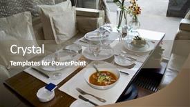  Presentation with haute cuisine - Cool new presentation with table arrangement in expensive haute backdrop and a  colored foreground