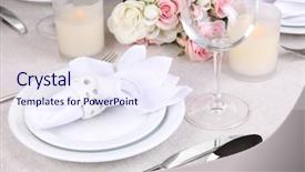  Presentation with restaurant - Beautiful PPT theme featuring table arrangement in restaurant backdrop and a sky blue colored foreground
