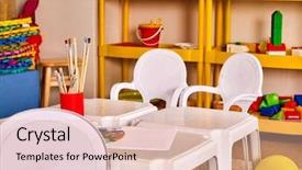  Presentation with waiting room - PPT layouts featuring table art room for education background and a lemonade colored foreground