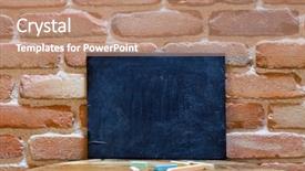  Presentation with brick wall - Presentation theme enhanced with table at brick wall template background and a coral colored foreground