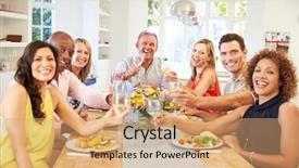  Presentation with dinner party - PPT theme enhanced with table at dinner party background and a coral colored foreground