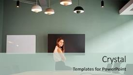  Presentation with assessment - Cool new theme with table at graduate recruitment assessment backdrop and a soft green colored foreground