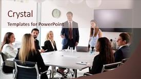  Presentation with meeting table - Theme having table at graduate recruitment assessment background and a lemonade colored foreground