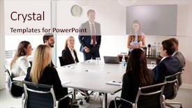  Presentation with meeting table - Slide deck featuring table at graduate recruitment assessment background and a lemonade colored foreground