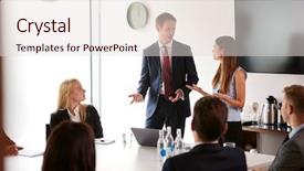  Presentation with meeting table - PPT theme with table at graduate recruitment assessment background and a lemonade colored foreground