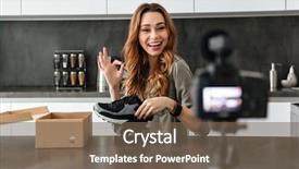  Presentation with new balance shoes - Theme featuring table at home and show background and a violet colored foreground