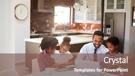  Presentation with parent children - Theme with table at home helping background and a sky blue colored foreground