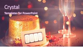  Presentation with new years eve - PPT theme featuring table at new years eve background and a violet colored foreground