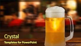  Presentation with beer foam - Audience pleasing slides consisting of table bar - cold glass mug of beer backdrop and a tawny brown colored foreground