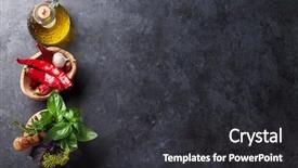  Presentation with mortar - Cool new presentation with table basil rosemary dill cooking backdrop and a dark gray colored foreground