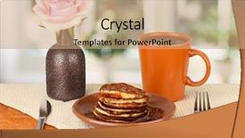 Presentation with sweet - Presentation theme enhanced with table brunch - delicious sweet pancakes on bright background and a  colored foreground