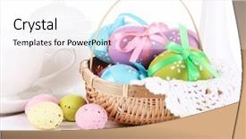  Presentation with table setting - Colorful PPT theme enhanced with table brunch - place setting for easter isolated backdrop and a white colored foreground