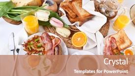  Presentation with southwest native american - Presentation consisting of table brunch - traditional large american breakfast background and a coral colored foreground