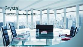  Presentation with building - Amazing PPT layouts having table chair - composite image of boardroom backdrop and a sky blue colored foreground