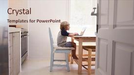  Presentation with kitchen - Cool new presentation theme with table chair - young boy using laptop backdrop and a lemonade colored foreground