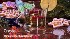  Presentation with cookies and candy - Slide set consisting of table christmas treats and candel background and a tawny brown colored foreground