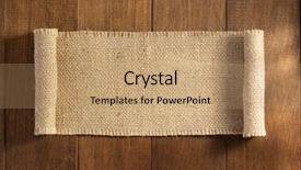  Presentation with organic coconut yogurt in wooden - PPT theme enhanced with table cloth - burlap hessian sacking on wooden background and a coral colored foreground