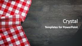  Presentation with table napkin - PPT theme consisting of table cloth - checkered napkin on wooden background background and a dark gray colored foreground