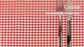  Presentation with checkered tablecloth - Presentation consisting of table cloth - shiny knife and fork background and a coral colored foreground