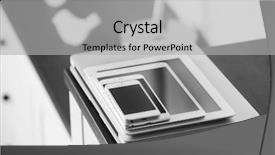  Presentation with electronic communication - Audience pleasing PPT theme consisting of table communication and technology backdrop and a light gray colored foreground