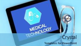  Presentation with medical concept - Slide deck consisting of table concept of medical technology background and a light blue colored foreground