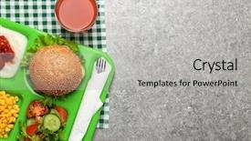  Presentation with school cafeteria - Slides enhanced with table concept of school background and a light gray colored foreground