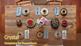  Presentation with japanese new year above view - PPT theme enhanced with table covered with fresh garden background and a  colored foreground