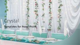  Presentation with birthday celebration - Slides with table-decor-ready background and a  colored foreground