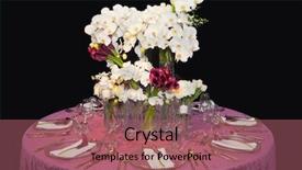  Presentation with dinner - Beautiful presentation theme featuring table decorated for a wedding backdrop and a violet colored foreground