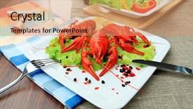  Presentation with crawfish boil - Slides enhanced with table dished up with boil background and a coral colored foreground