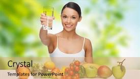  Presentation with healthy people - PPT layouts having table drinking water over green background and a coral colored foreground