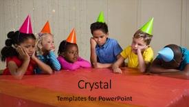  Presentation with children birthday - Theme enhanced with table during birthday party background and a red colored foreground