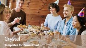  Presentation with debut birthday - PPT theme consisting of table during dessert with tea background and a coral colored foreground