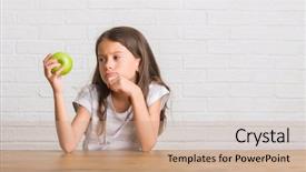  Presentation with brain thinking - Slide deck featuring table eating fresh green background and a  colored foreground