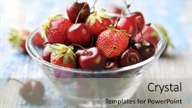  Presentation with filling water glass - Theme enhanced with table filled with seasonal red background and a light gray colored foreground
