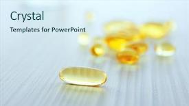  Presentation with focus - PPT layouts featuring multivitamin - medical pills on the table background and a sky blue colored foreground