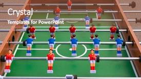  Presentation with football blue - Presentation design with table football game soccer table background and a red colored foreground