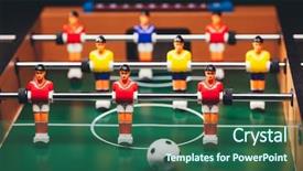  Presentation with soccer game analysis - Audience pleasing slide deck consisting of table football soccer game kicker backdrop and a ocean colored foreground