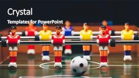  Presentation with soccer - Cool new PPT theme with table football soccer game kicker backdrop and a wine colored foreground