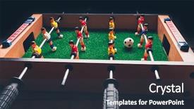  Presentation with soccer game analysis - Colorful theme enhanced with table football soccer kicker game backdrop and a tawny brown colored foreground