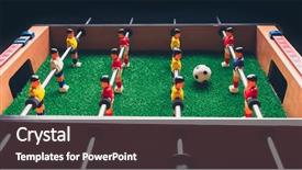  Presentation with soccer game analysis - Presentation having table football soccer kicker game background and a tawny brown colored foreground