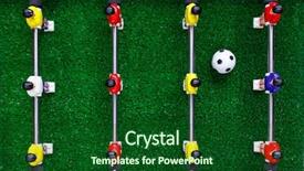  Presentation with stage - Colorful theme enhanced with table football soccer kicker game backdrop and a forest green colored foreground