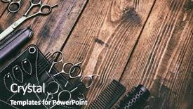  Presentation with haircut - Cool new PPT layouts with table hairdresser salon concept hairdressing backdrop and a tawny brown colored foreground