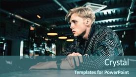  Presentation with fair - Colorful theme enhanced with table in a caf backdrop and a ocean colored foreground