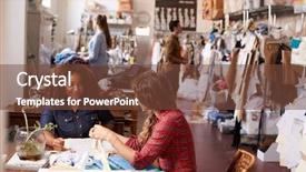  Presentation with clothes - Slide set having table in a clothes design background and a tawny brown colored foreground