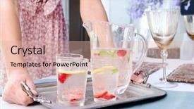  Presentation with water environment - Slide deck consisting of table in a domestic garden background and a coral colored foreground